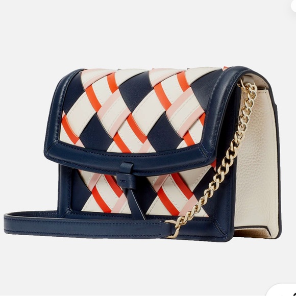 kate spade Handbags - KATE SPADE Knott Crossbody Woven Leather Flap Handbag Purse PERFECT Condition